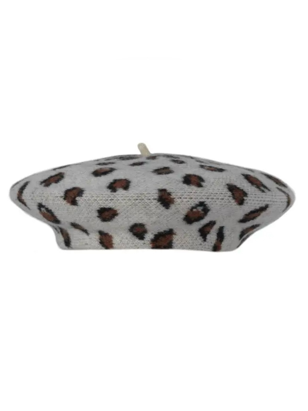 Leopard Print Beret in White & Brown - Women's Fashion Hat
